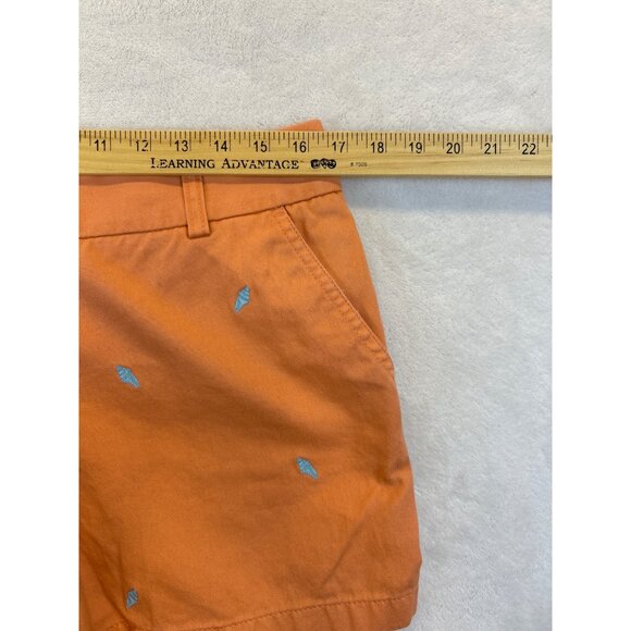 J.Crew Women's Shorts Size 8 Embroidered Sea Shells Cotton Orange Melon Chino - Picture 7 of 9